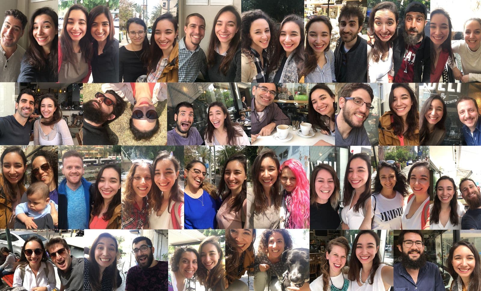 Dozens of coffee meeting selfies from the Morning Coffee Club community